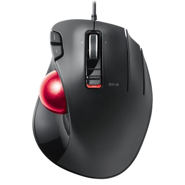 Elecom M-XT2URBK-G USB Trackball Mouse 5 Buttons + Deceleration Switch + Tilt Function Wired Model with Red Ball Standard Thumb Control Type Black