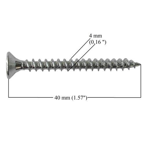 M4 Wood Screws Zinc Plated Silver Full Thread Self-Tapping Long 1.5 inch (0.16" x1.57") 4.0 x 40mm Box of 50pcs