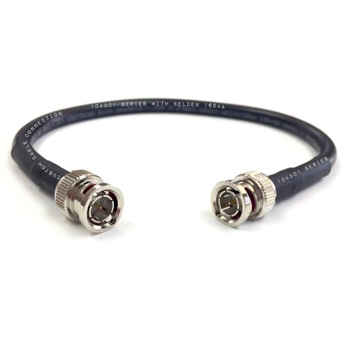 Custom Cable Connection 20 Foot Belden 1694A 6G HD-SDI RG6 BNC Cable (75 Ohm) Black Jacket