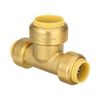 2 PCS  1/2"X1/2"X3/4" Push Fit Tee Brass Fitting & 2 Clips,Lead Free