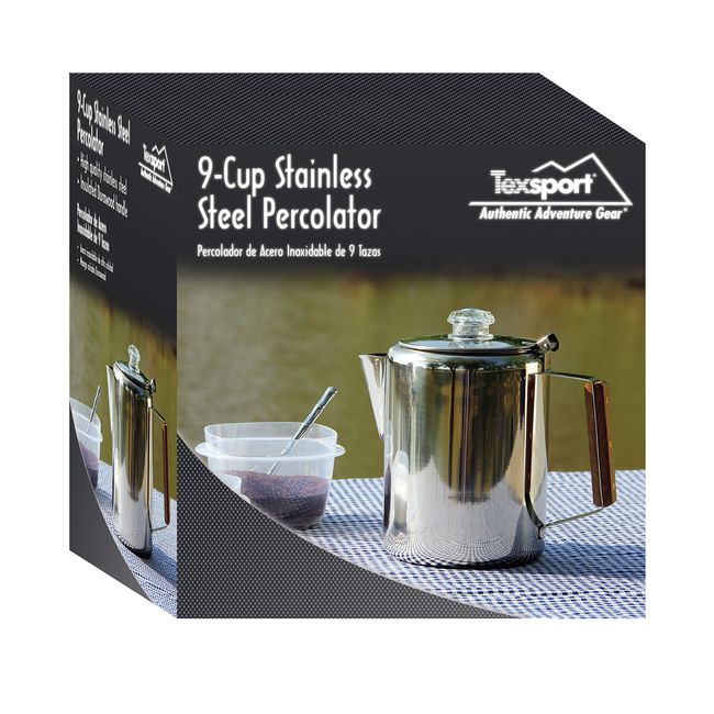 Stainless Steel 9 Cups Percolator Coffee Maker For Outdoor Camping