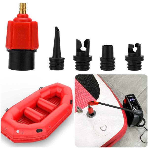 Gunwon Air Valve Converter Sup Pump Valve Adapter, Paddle Board Pump, Inflatable Pump Adaptors, Paddleboard Accessories,Universal Air Pump Adapters for Inflatable Boat，Stand Up Paddle Board（Red）