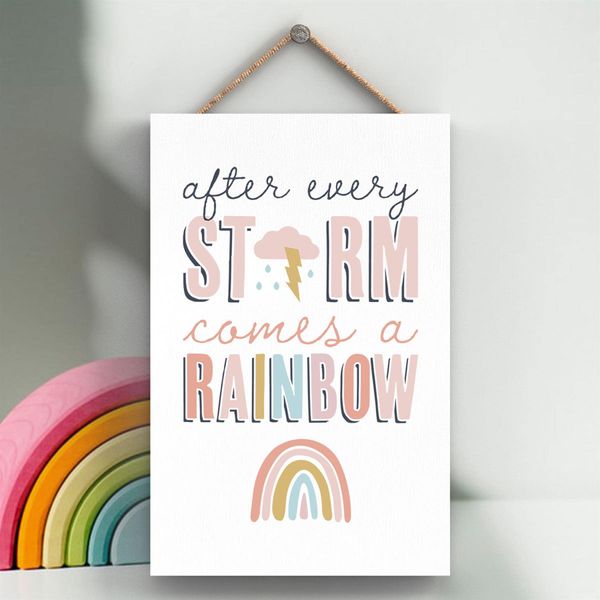 Global Designs After A Strom Comes A Rainbow Postivity Themed Colourful Hanging Plaque