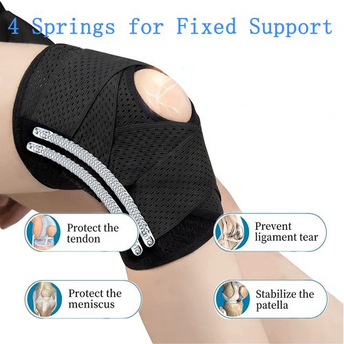Knee Brace,Pro Adjustable Open Patella Knee Strap with V-Shaped Straps & Dual Side Stabilizers,Medical Grade Knee Pads for Meniscus Tear,ACL,Arthritis,Joint Pain Relief for Men & Women -1 PCS（Black,L）