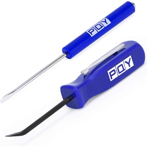 Pocket Magnetic Screwdriver Slotted Head with Magnet Top + Mini Pry Bar Set Blue