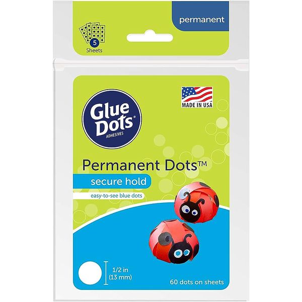 Permanent Glue Dots, Blue, Pack Of 60
