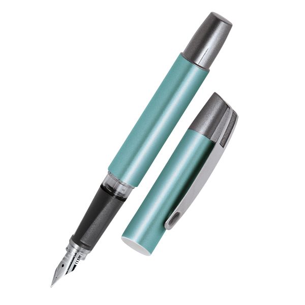 Ergonomic fountain pen for school/college - ONLINE Campus Turquoise - solid medium nib, soft grip part, for standard ink cartridges, refillable, for beginners/pupils/students/adults