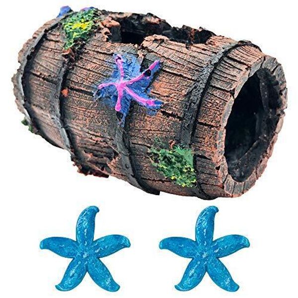 Star-Fish Broken Barrel Decor Resin Betta Fish Tank Accessories Ornaments for