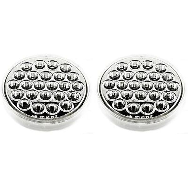 4" Inch White 24 LED Round Backup Reverse Tai Light + 3 Wire Plug- Qty 2