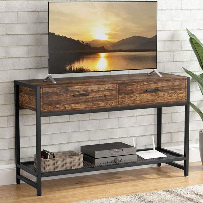 Tribesigns Rustic TV Stand for 55 inch TVs, Industrial TV Console Media Stand Entertainment Center with Drawers and Storage Shel
