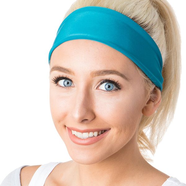 Hipsy Adjustable & Stretchy Basic Xflex Wide Headbands for Women Girls & Teens (Basic Teal)