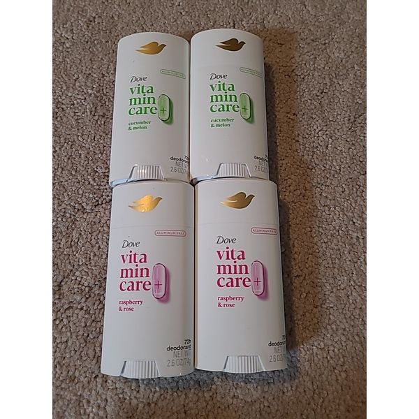 2 EACH DOVE VITAMIN CARE CUCUMBER  MELON & RASPBERRY ROSE 72H DEODORANT 2.6 OZ