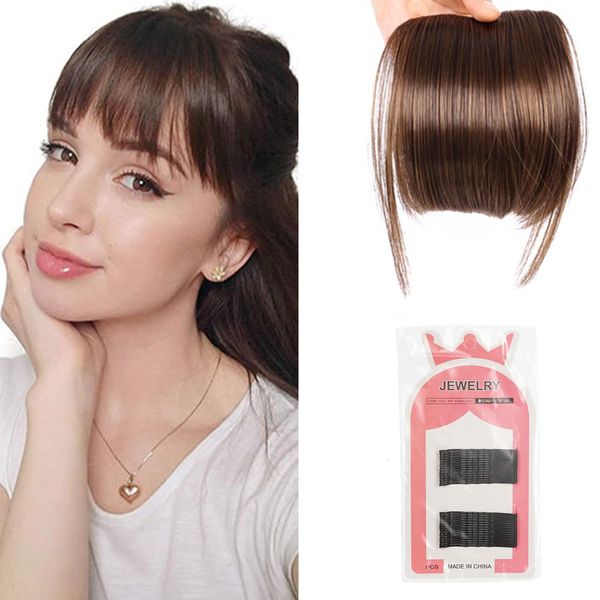 Clip in Pony Haarteil,Fringe Bangs Extension Front Hair,Fransen Haarspange in Pony,One Piece Clip in Pony,Extensions Natürliche Bangs,Bangs Clip,Bangs Clip Haarverlängerung Haarteil,Rotbraun,1pc