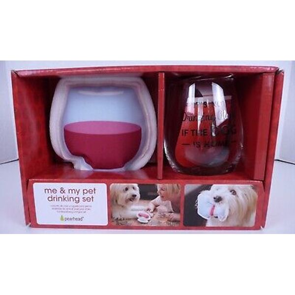 Dog Toy Dog Lover Me & My Pet Drinking Set Pearhead Hipster Wine Glass Gift NIB