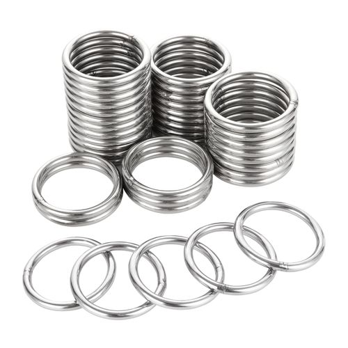 FVIEXE 40PCS Craft Metal Rings, 2 Inch / 50mm O Ring Multi-Purpose Welded Rings 304 Stainless Steel Round for Macrame, Camping Belt, Dog Leashes, Hardware, Bags and More Crafts Project Silver