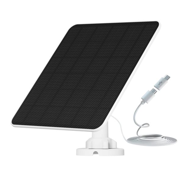 YCTechLife 6W Solarpanel für Akku Überwachungskamera Aussen, USB Solarmodul Kompatibel mit Wiederaufladbaren Batterie Betriebene Kamera, Solarmodul mit 9,8ft Ladekabel, High efficiency