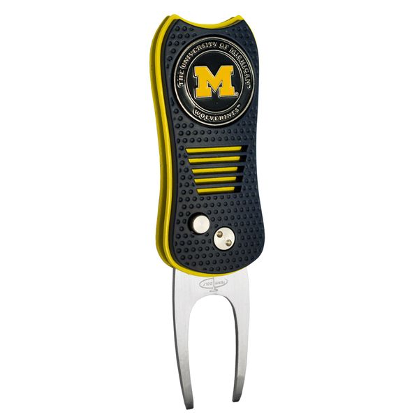 Team Golf NCAA Michigan Wolverines Retractable Divot Tool with Double-Sided Magnetic Ball Marker, Features Patented Single Prong Design, Causes Less Damage to Greens