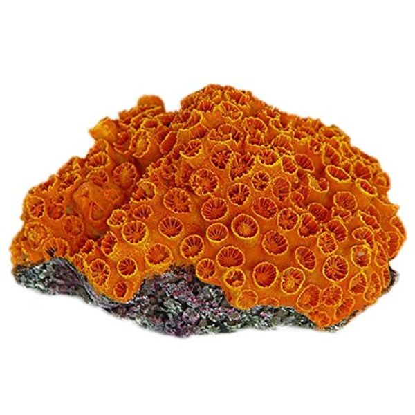 Aquarium Ornament Artificial Orange Sun Coral