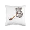 Koala Playing Didgeridoo Throw Pillow