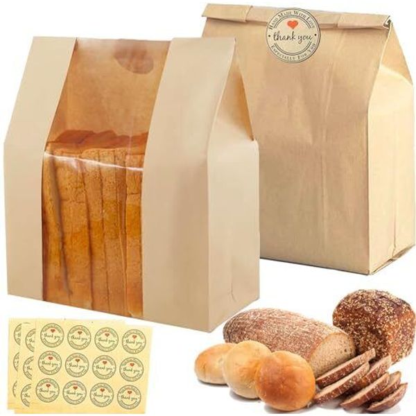 Pcs Paper Bread Bags for Homemade Bread Sourdough with Windows, Home baked 25