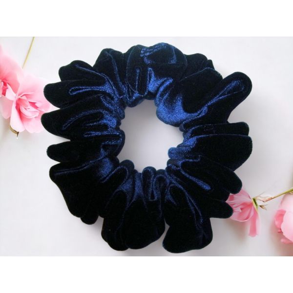 Navy Blue Velvet Scrunchies Full