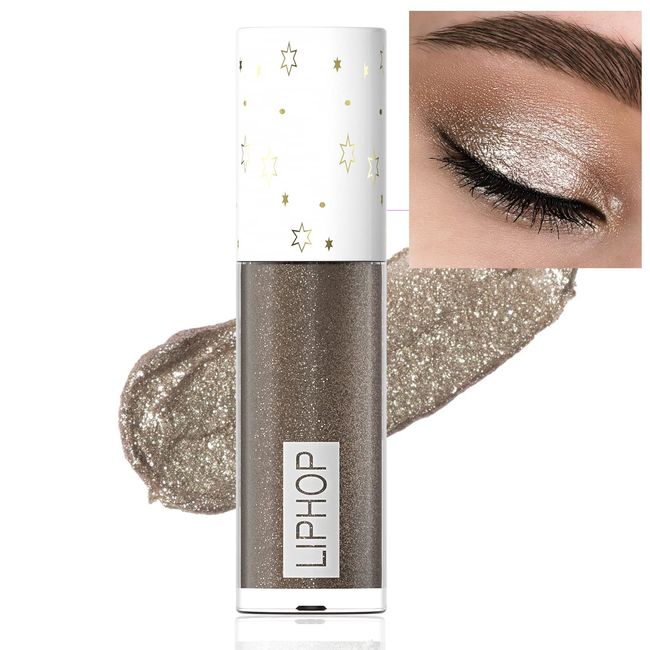 Flüssiger Glitzer Lidschatten Koreanisches Make-up Bling,KXAMELIE Flüssiger Lidschatten Schimmern Funkelndes hochpigmentiert Schnell trocknend wasserdicht,Glitzer Kleber für (Taupe)