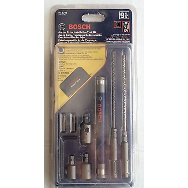 Bosch SDS+ Anchor Drive Installation Tool 9 Pc Kit Hex Rotary Hammer Bit Set