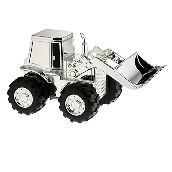 Christening Gifts. Silverplated Digger Tractor Money Box