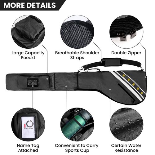 Golf Sunday Carry Bag for Men Women Lightweight Driving Range Zippered Waterproof, Golf Club Carry Case Travel Bag 49" Holds Up to 10 Clubs Portable Foldable (Black)