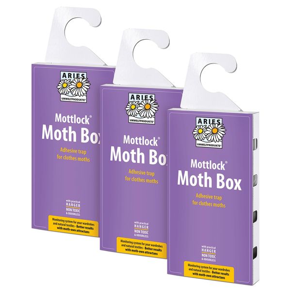 VALUE PACK of 3 Mottlock Moth Boxes from Aries - Best Catch Rates for Clothes Moths on the Market!