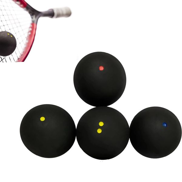 Vokowin 4pcs Mixed Pack Squash Balls, Training Squash Ball, High Bounce Training Squash Ball (Four different sizes) (K335-4)