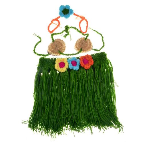 BESTOYARD Handmade Crochet Baby Girl Hawaiian Hula Costume Set - Newborn Photography Props Party for Luau Beach Decor