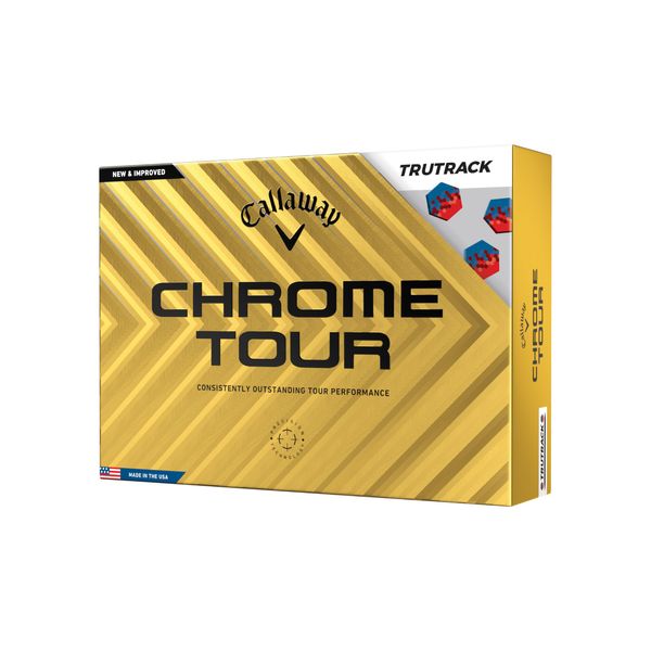 Callaway Golf Chrome Tour Premium Golfball 2024, Blau/Rot