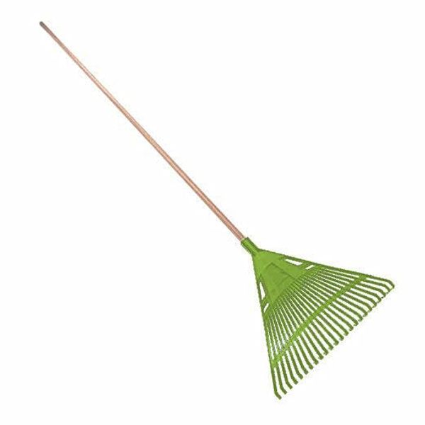 My Garden Essentials® Garden Lawn Leaf Rake, 20 Tooth Tines, 115cm Strong Long Handle, Lightweight Comfortable Grip