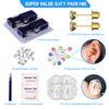 2Pcs Ear Piercing Kit Disposable Sterile Ear Piercing Kit Painless Ear Piercing Gun Tool with CZ Size 5 mm Gold Earring Studs (5mm, Gold)