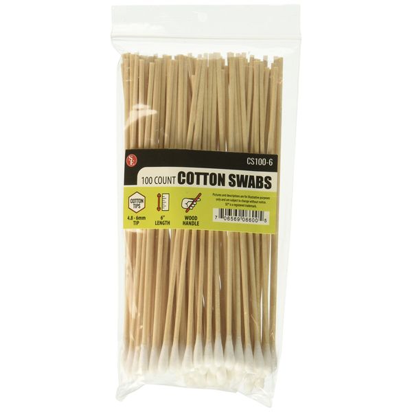 SE 6" Cotton Swabs with Wooden Handles (3 Pack of 100) - CS100-6-3