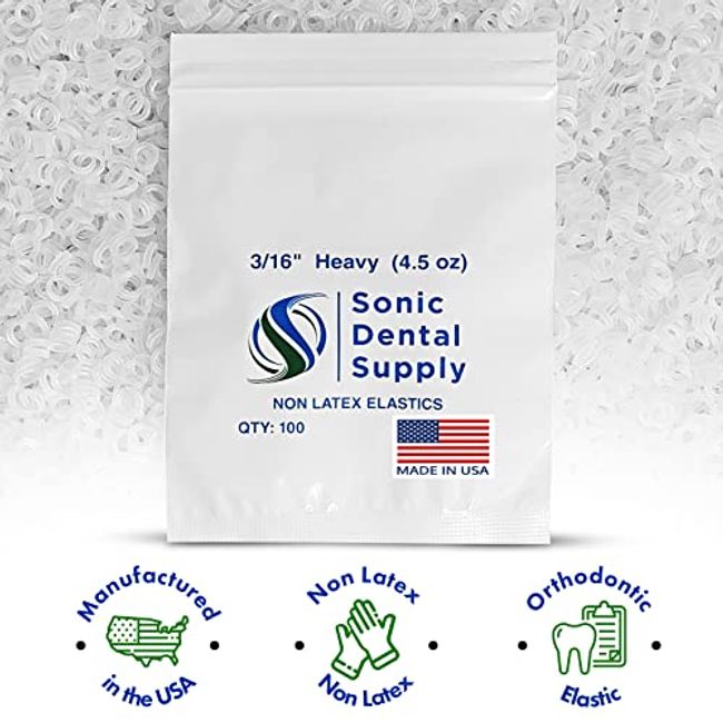 50 Packs Dental Clear 1/4 5.0 Oz Orthodontic Latex Elastic Braces