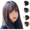 Hawkko Bangs Wig, 100% Human Hair Totally Hand Planted, Ladies Extension, Point Wig, Fluffy, Ultra Thin, Small Face, One Touch, Natural, Heat Resistant, With Side, lt brn, サイドあり