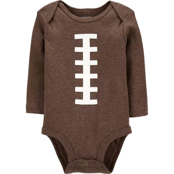 Carter's Baby Boy's Thanksgiving Football Long Sleeve Bodysuit (Newborn), Brown