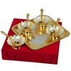 Silver & Gold Plated Bowl Set 9 Pcs. ( Bowls 4" Diameter & Tray 10"x10") IND
