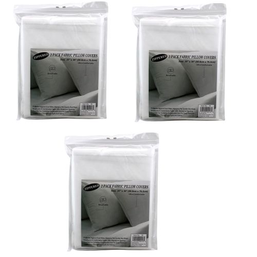 6-Pack Breathable Non-Woven Zippered Fabric Pillow Protector Covers - Encasing 20" x 30" Pillows for Standard and Queen Size - Maximum Protection and Hygiene in Home, Hotel, and Hospital Settings