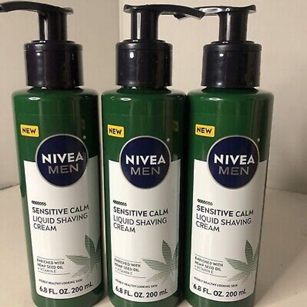 3 PACK-NIVEA MEN Sensitive Calm Liquid Shaving Cream 6.8 oz each