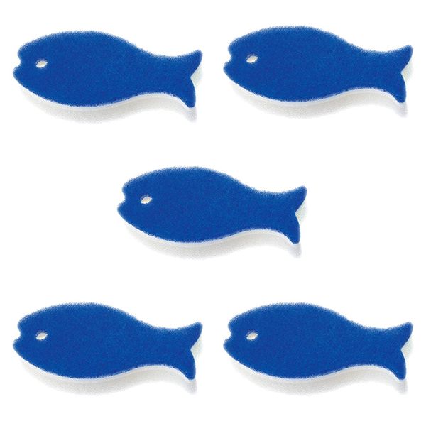 Marna Fish Sponge, Set of 5 (Sponge, Dishwashing/3 Layers) Kitchen Sponge, Dish Sponge, Kitchen Sponge (Blue) R450B