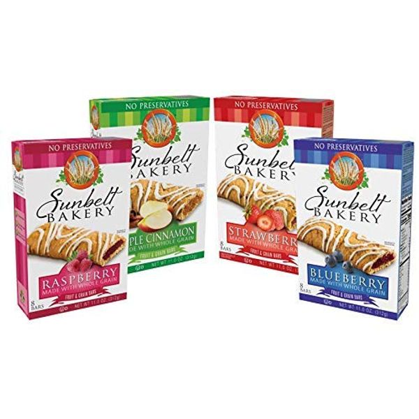 Sunbelt Bakery Fruit & Grain Cereal Bars, 4 Flavor Variety Pack, No Preservatives (32 Bars),8 Count (Pack of 4)