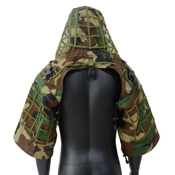 ROCOTACTICAL Sniper Ghillie Suit Foundation, Ripstop, Ghillie Viper Hood, Camouflage Sniper Coat (Woodland)