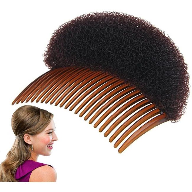 1Pc Brown Bump It Up Volume Hair Styling Clip Bun Maker Hair Insert Tool Multifunctional Hair Accessories with Comb for Instant Hairstyle,Hair Styling Accessories,Hair Care