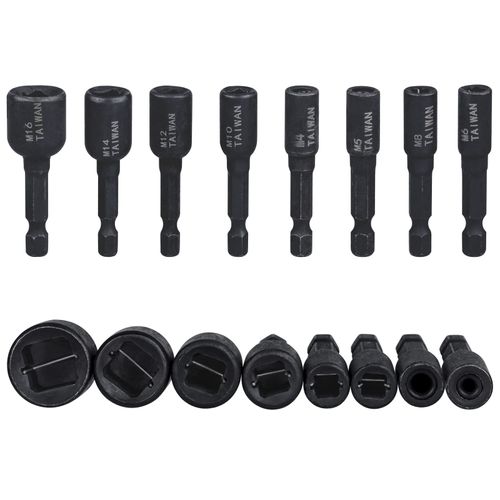 Wolfride 8 Tap Socket, Hex Shank Socket Adapter, Alloy Steel, For M4, M5, M6, M8, M10, M12, M14, M16, For Taps, Mold Making, Automotive Repair, DIY