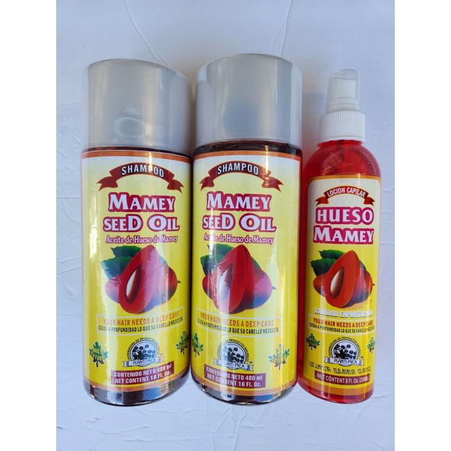 2 Shampoo Mamey Seed Oil & 1 Capilar Lotion Hueso Mamey Plantimex 100% Original