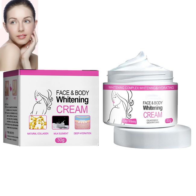 Face and Body Whitening Cream,Dark Skin Permanent Bleching Cream,Lightening Cream for Dark Skin,Whitening Cream,Dark Skin Whitening Cream Bleaches And Brightens The Underarm Body 30G