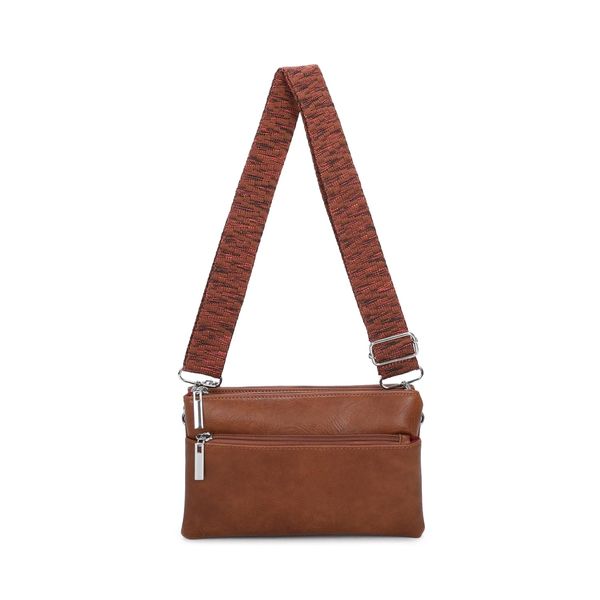 LeahWard Small Mini Cross Body Bag Fancy Strap (Brown)